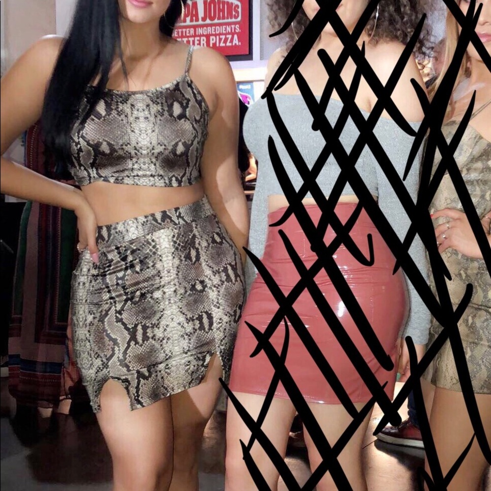 2 piece crop top and mini skirt set